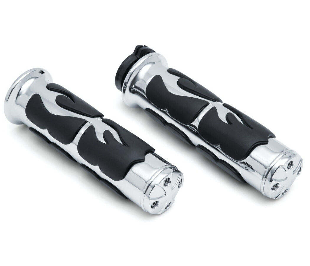 ISO Flame Grips Metric Chrome - Click Image to Close