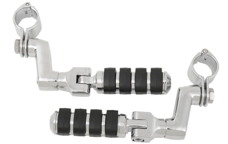 Small ISO Offset Highway Pegs With 1-1/4inch Clamp Chrome (Pair) - Click Image to Close