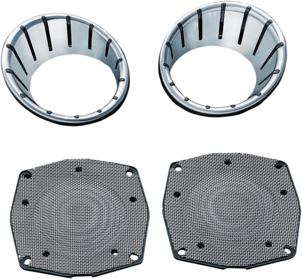 LED Speaker Bezels 96-13 Touring Models Chrome - Click Image to Close