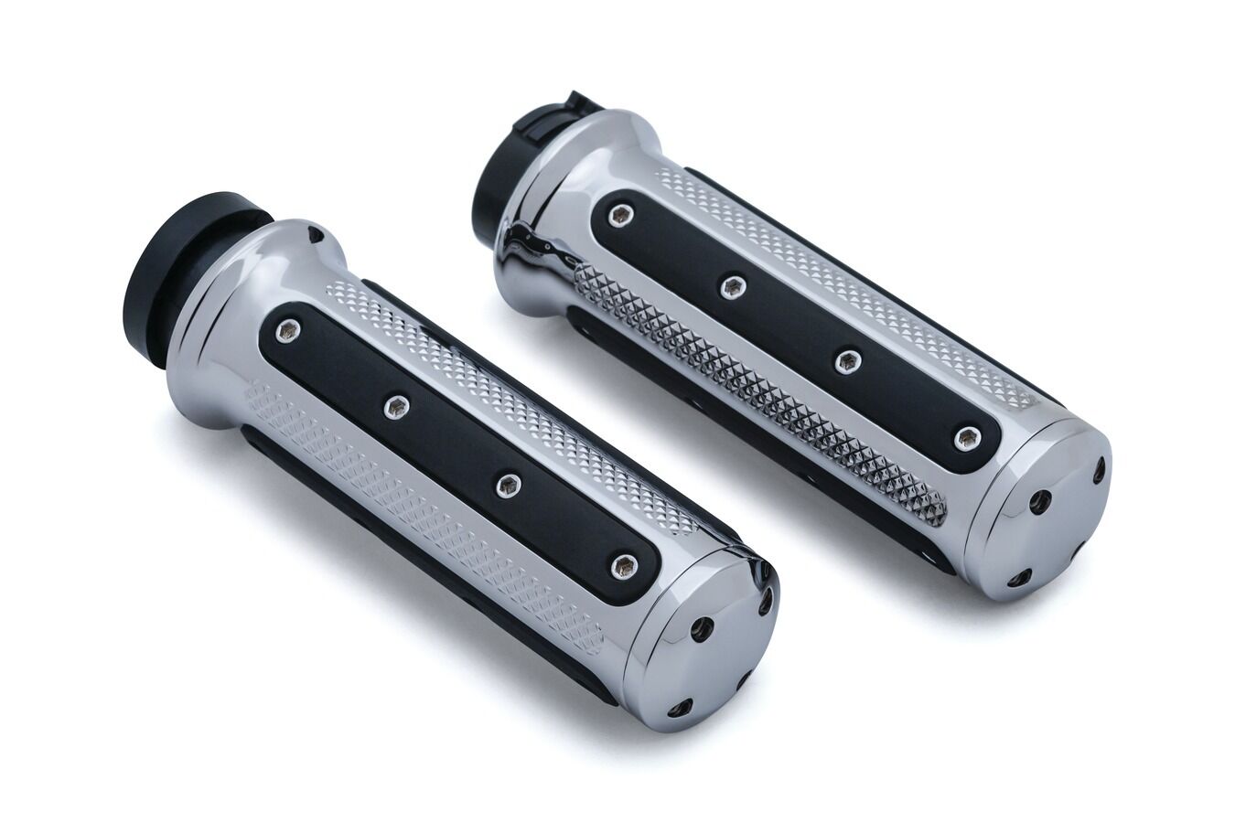 Heavy Industry Grips Dual Cable Chrome - Click Image to Close