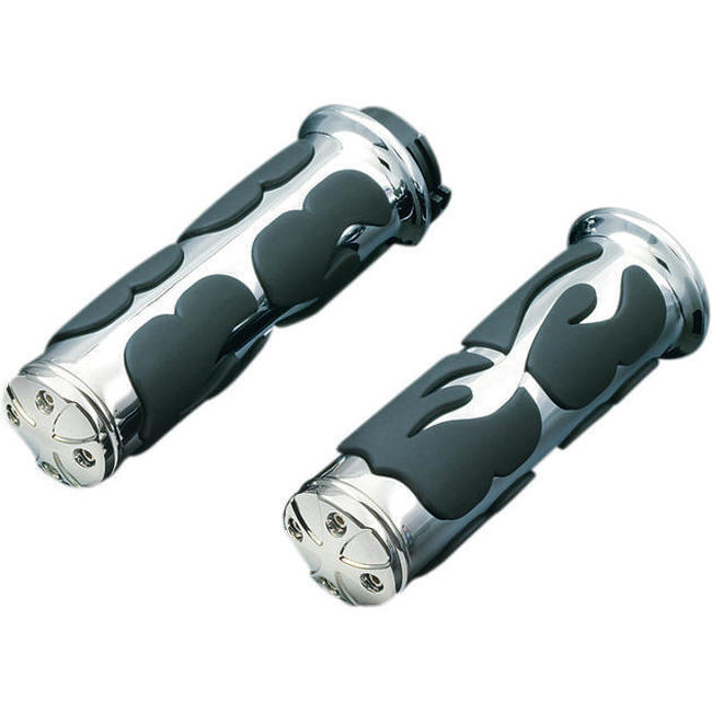 ISO Flame Grips Throttle-By-Wire Chrome - Click Image to Close