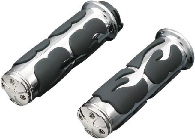 ISO Flame Grips Dual Cable Chrome - Click Image to Close