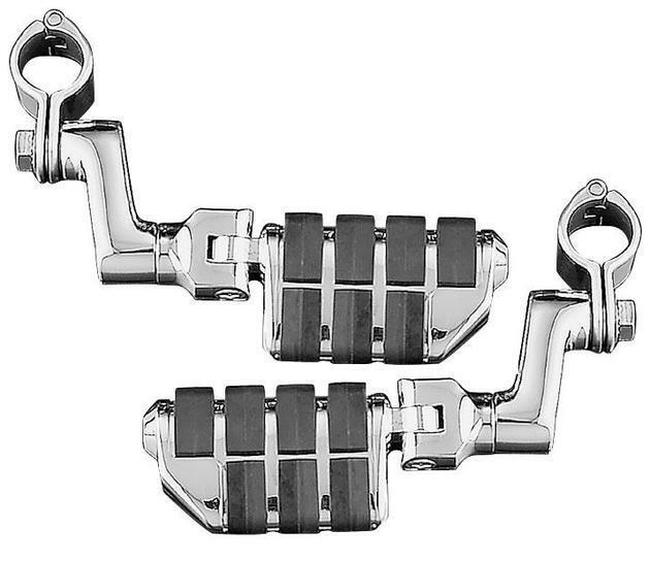 Dually ISO Offset Highway Pegs With 1-1/4inch Clamp Chrome (Pair) - Click Image to Close