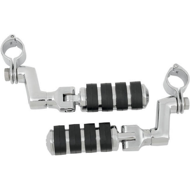 Large ISO Offset Highway Pegs With 1-1/4inch Clamp Chrome (Pair) - Click Image to Close