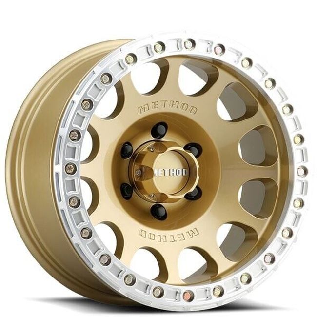 MR105 V3 Beadlock 17x9 -38mm Offset 5x5 71.5mm CB Gold Wheel w/ BH-H24125 - Click Image to Close