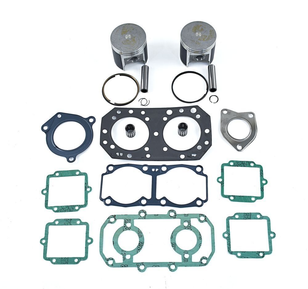 Complete Top End Rebuild Kit w/ STD Pistons - 75mm Bore - For 91-95 Kawasaki JS550 SX Reed Motor - Click Image to Close