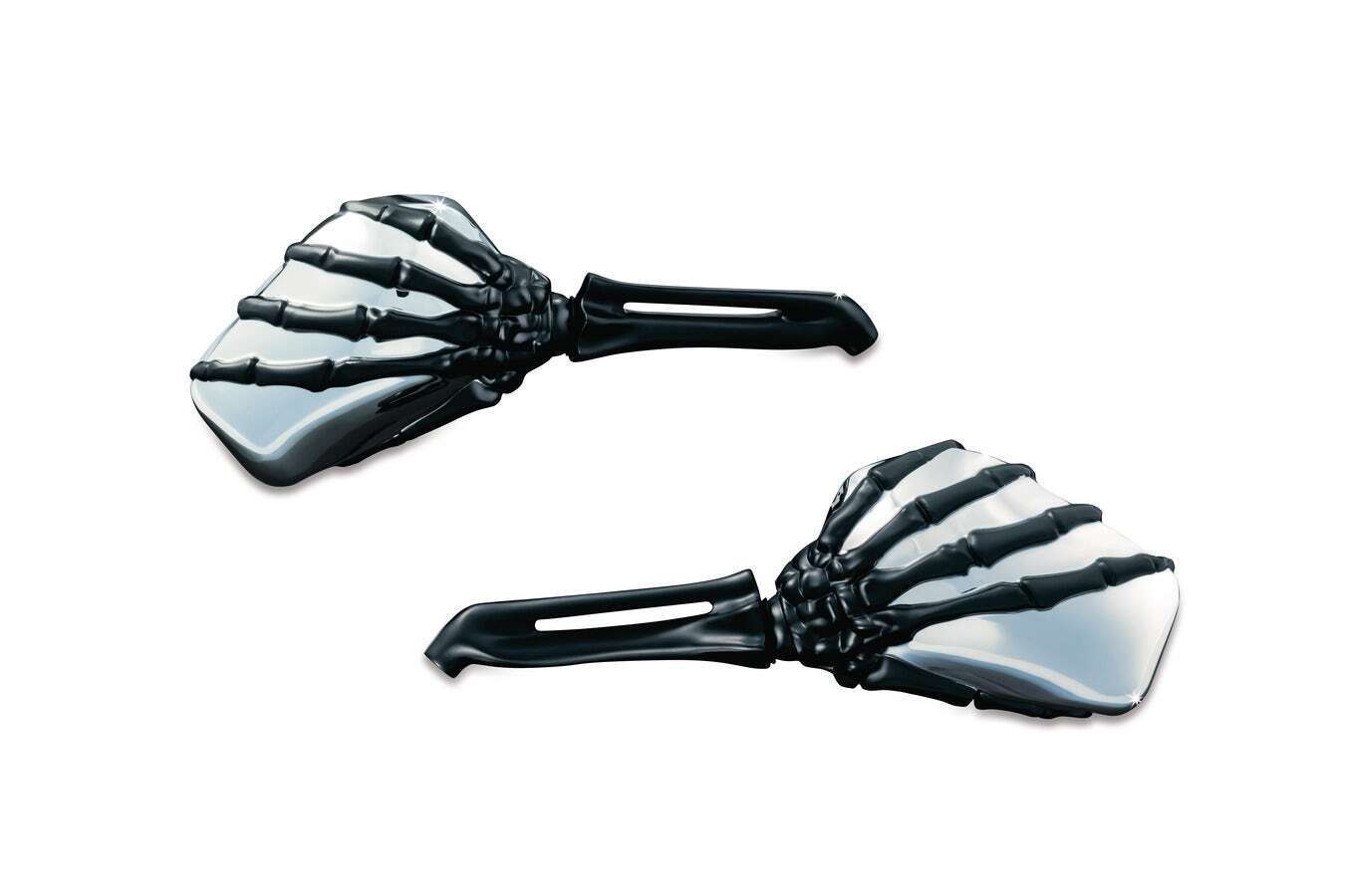 Skeleton Hand Mirrors Black/Chrome - Click Image to Close