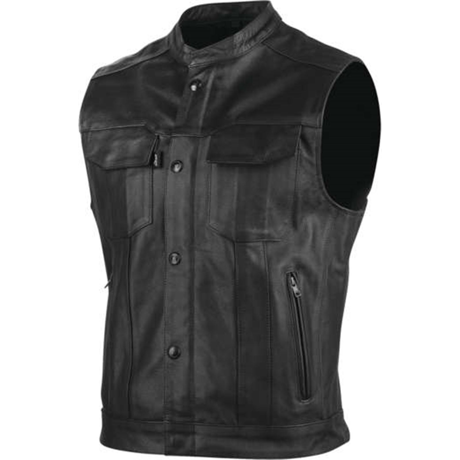 Band Of Brothers Leather Vest Black - 4XL - Click Image to Close