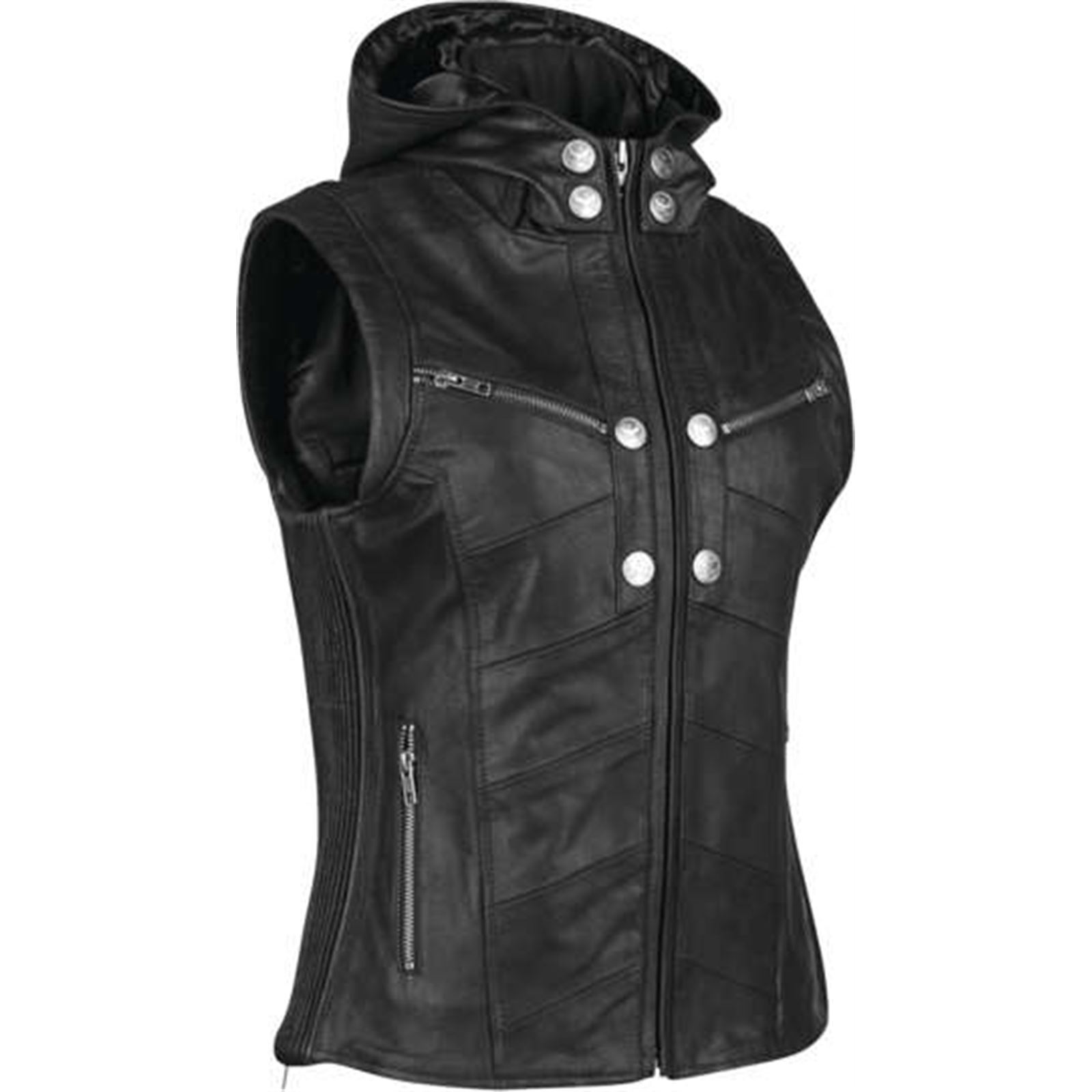 Hells Belles Leather Vest Black Womens - Large - Click Image to Close