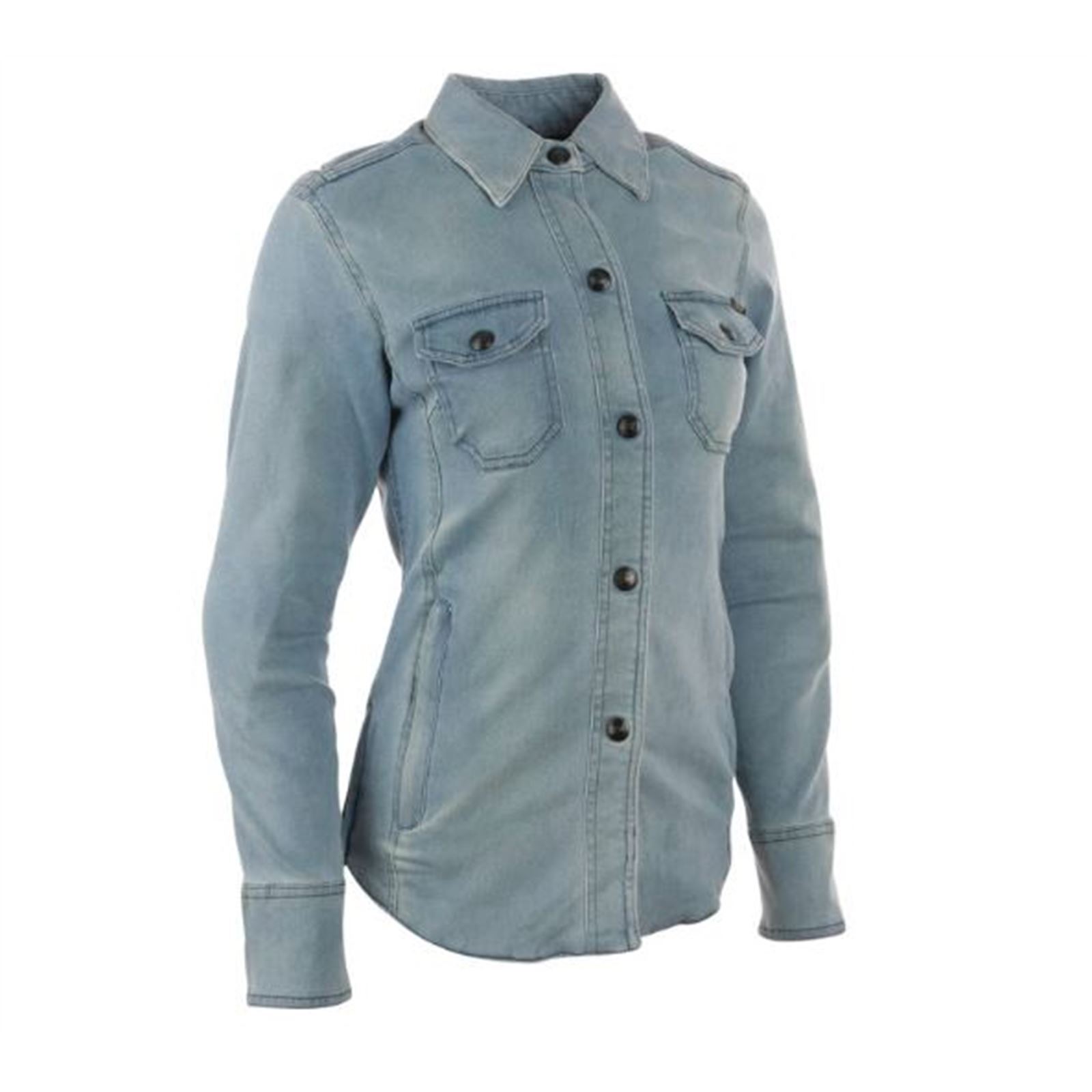 Speed Society Armored Moto Shirt Denim Blue Womens - Medium - Click Image to Close