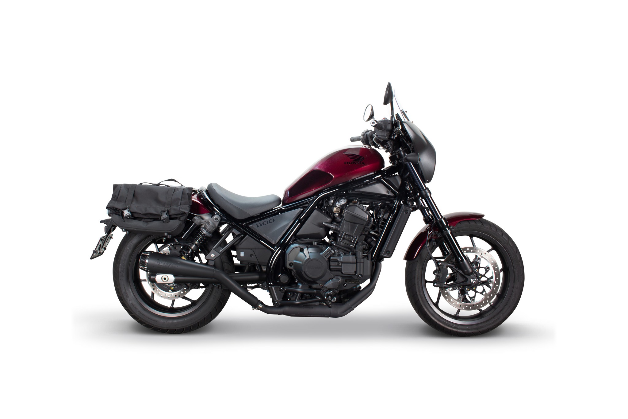 Low-Mount Black Stainless Steel Comp-S Slip On Exhaust - For 2021+ Honda Rebel 1100 - Click Image to Close