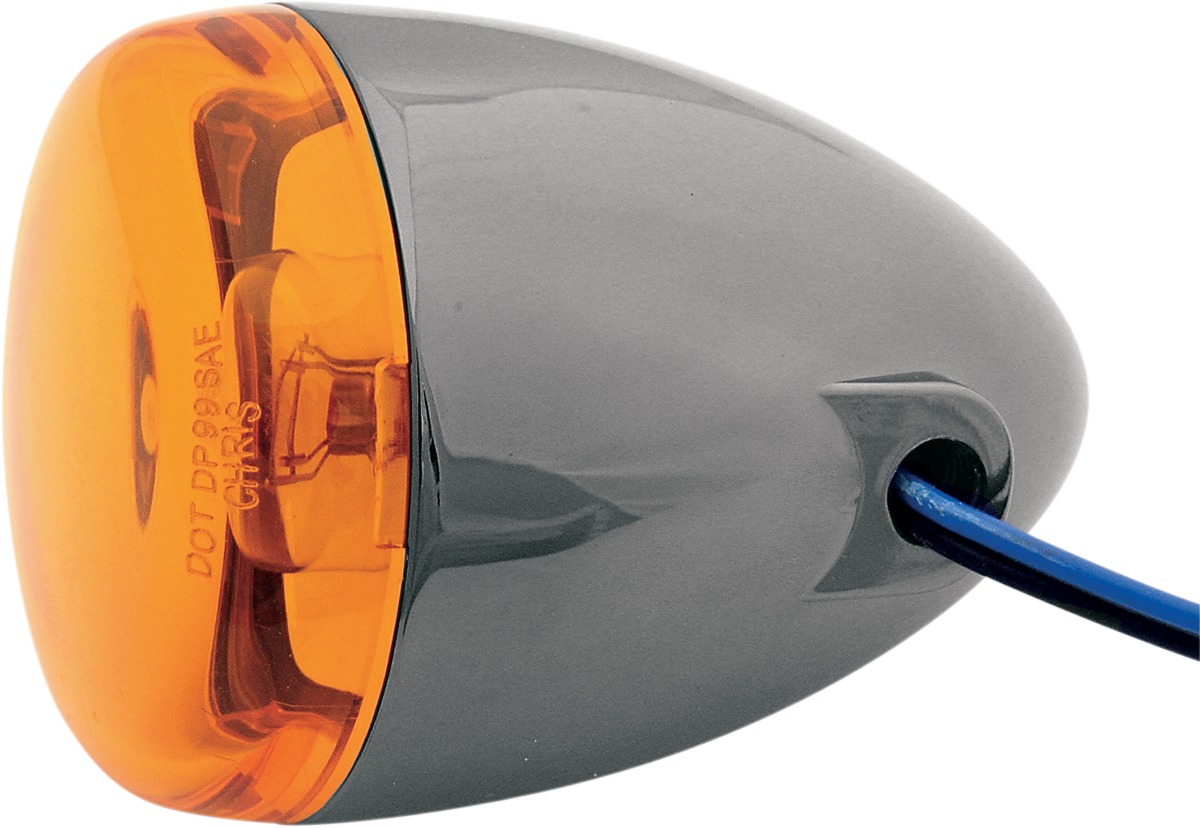 Deuce-Style Turn Signal Lamps - Deuce T/S Frt Blk Nkl Amber - Click Image to Close