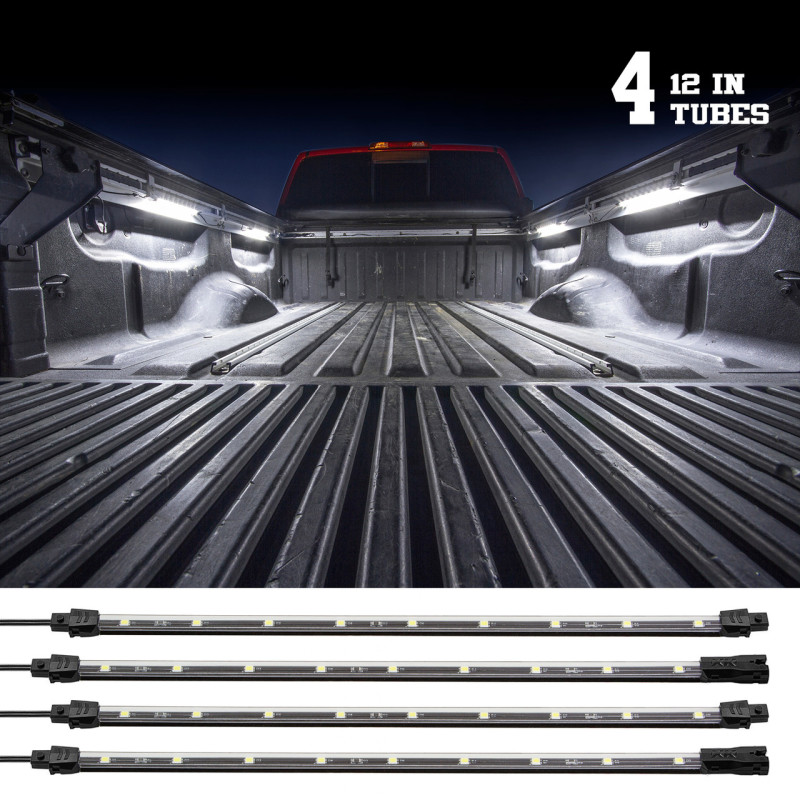 Truck Bed Light w/ Auto Off Delay Switch Underglow LED Accent Truck Bed/Toolbox White - 4x - Click Image to Close