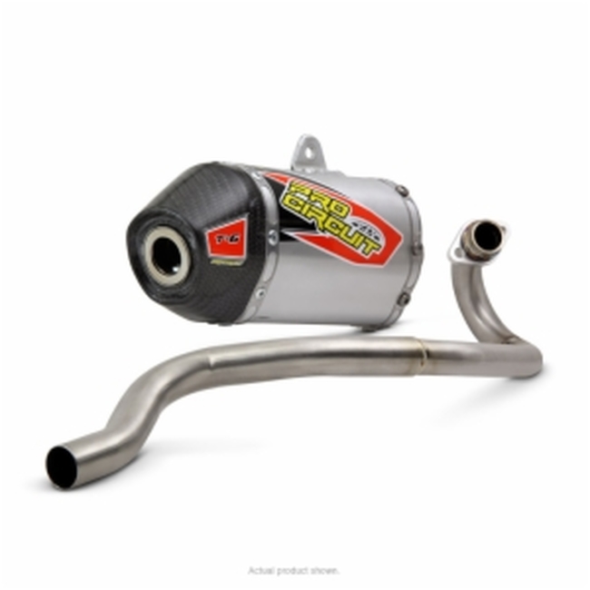 T-6 Stainless Full Exhaust w/ Carbon Fiber End Cap - For 10-21 Kawasaki KLX110 - Click Image to Close