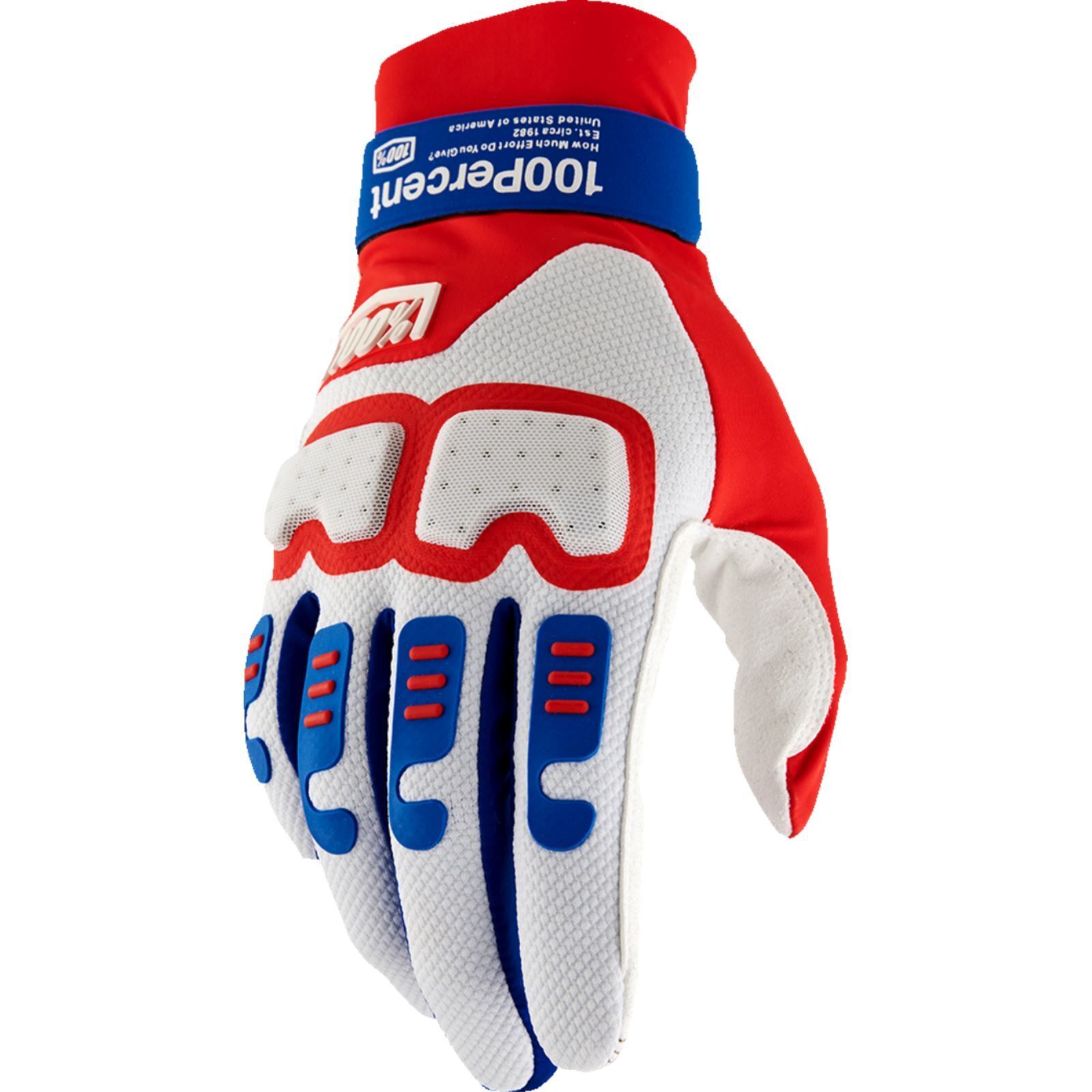 100% Langdale Gloves Red/White/Blue Large - 10029-00008 - Click Image to Close