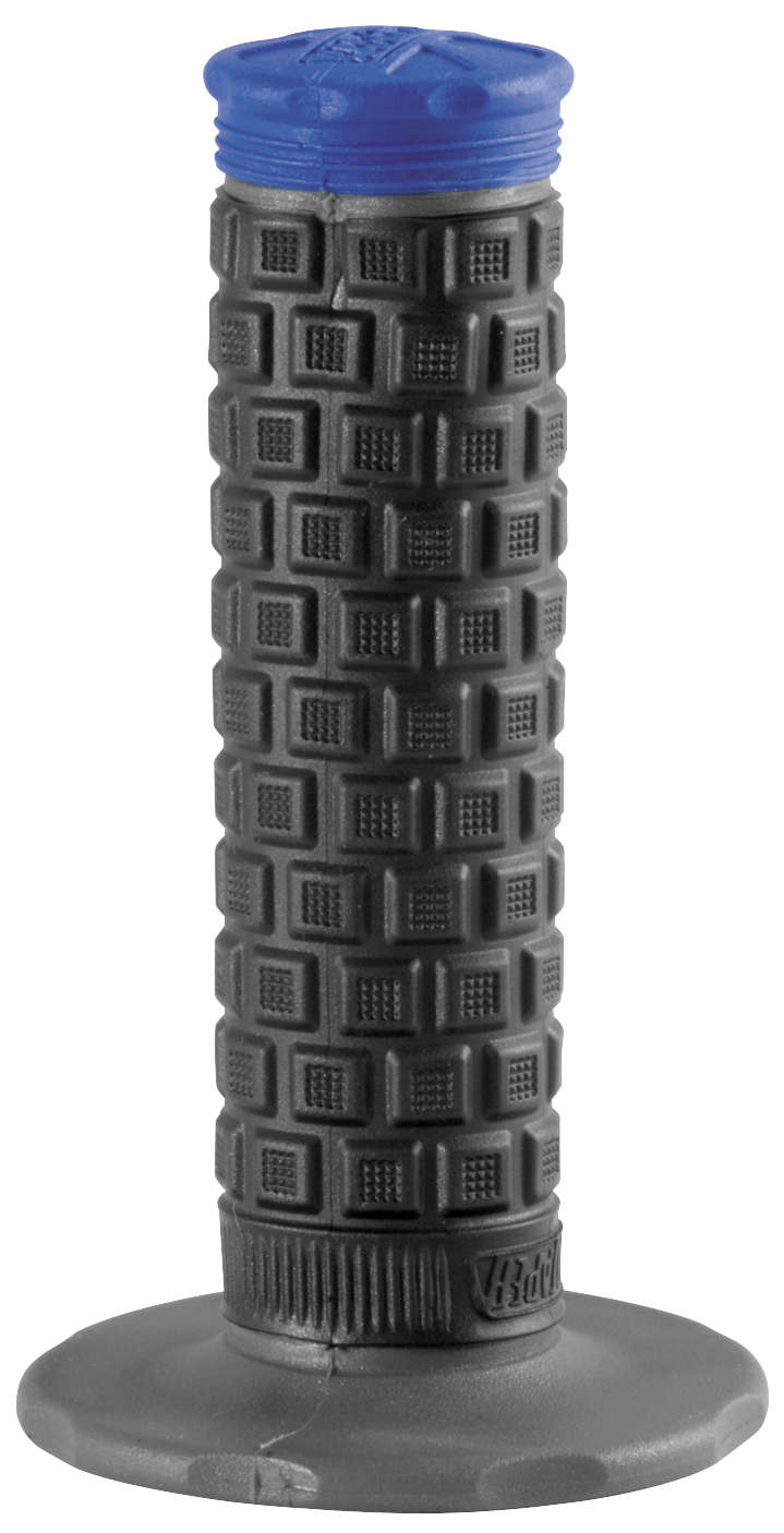 Pillow Top Lite Motorcycle Grips Black/Grey/Blue - For 7/8" Bars w/ Twist Throttle - Click Image to Close