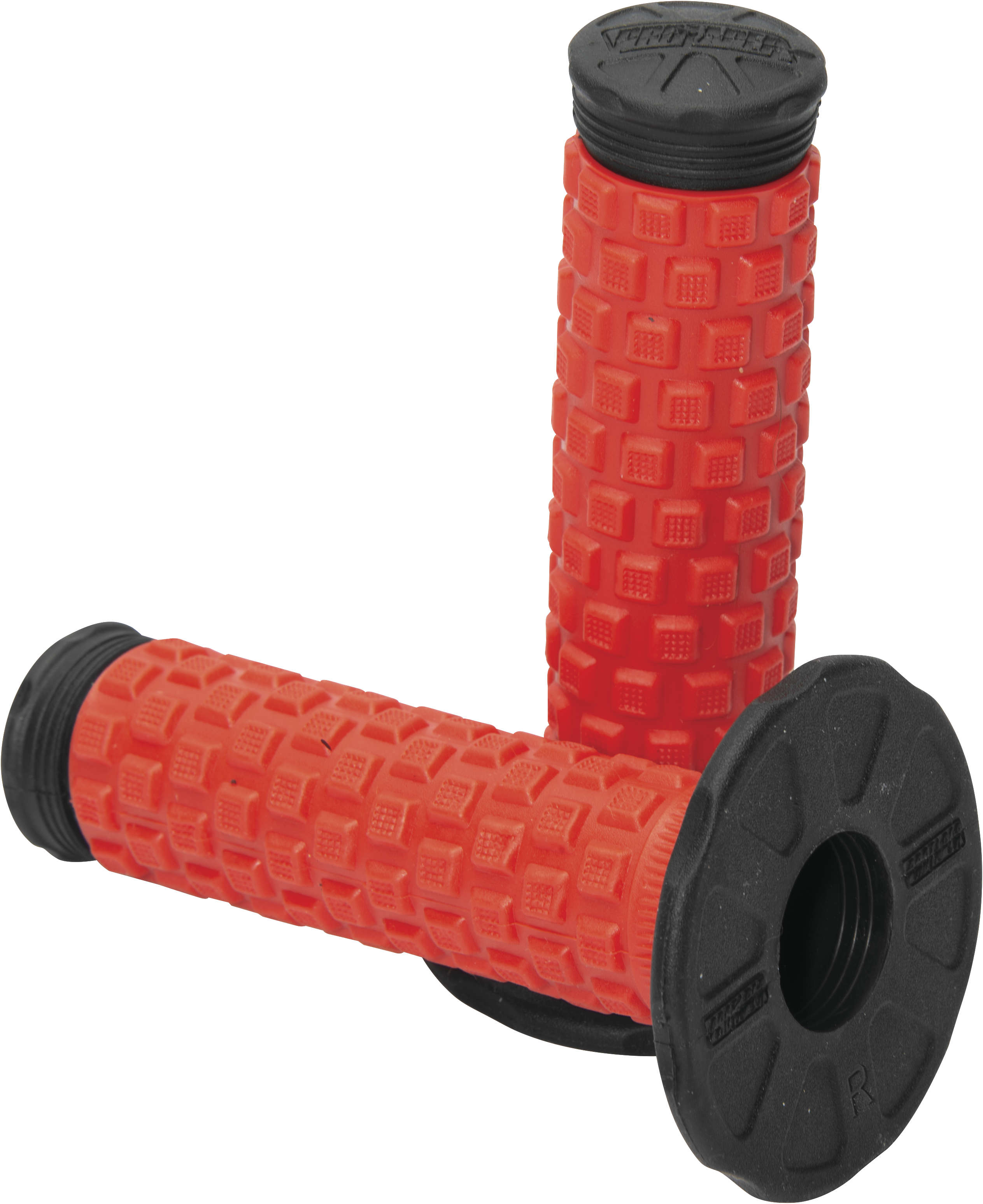 Pillow Top Motorcycle Grips - Red & Black - For 7/8" Bars w/ Twist Throttle - Click Image to Close