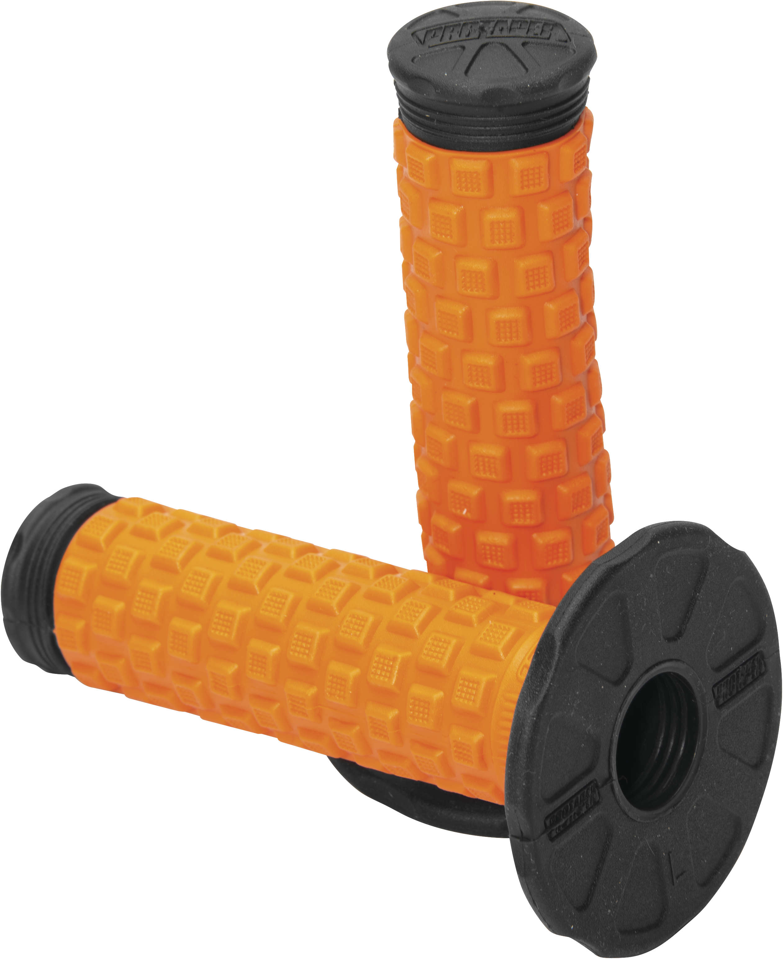 Pillow Top Motorcycle Grips - Orange & Black - For 7/8" Bars w/ Twist Throttle - Click Image to Close