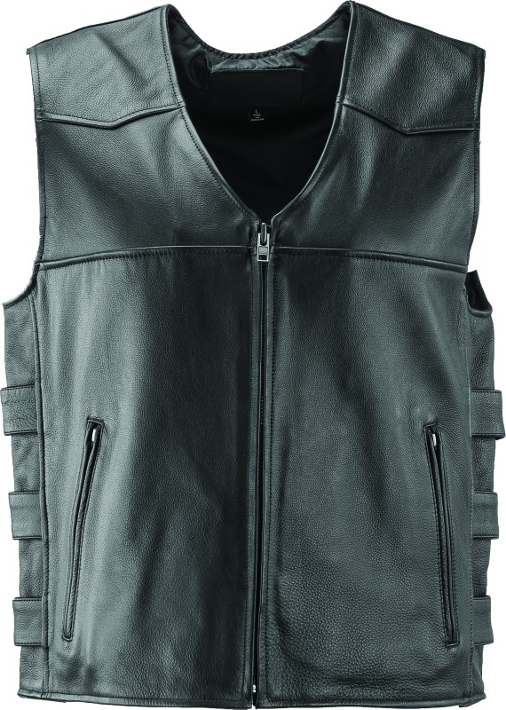 River Road Plains Leather Vest Black - 4XL - Click Image to Close