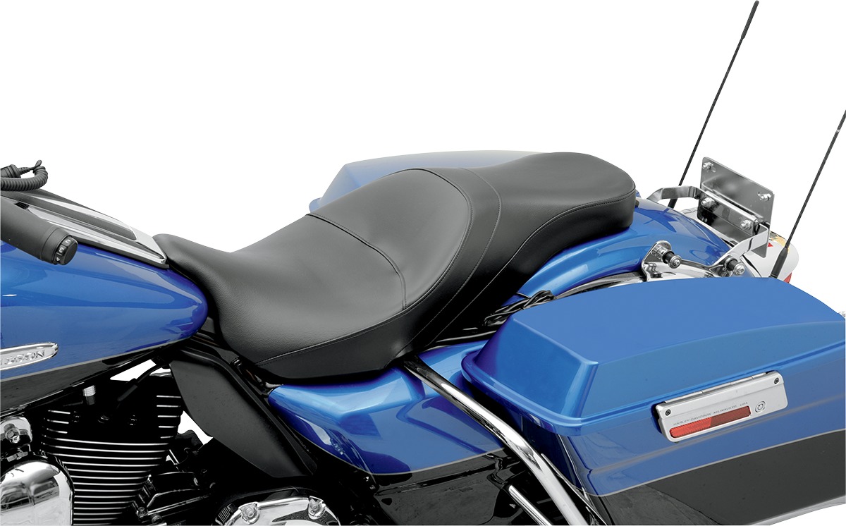 Wide Low-Profile Pro Tour Plain 2-Up Seat Gel - For Harley FLH FLT - Click Image to Close