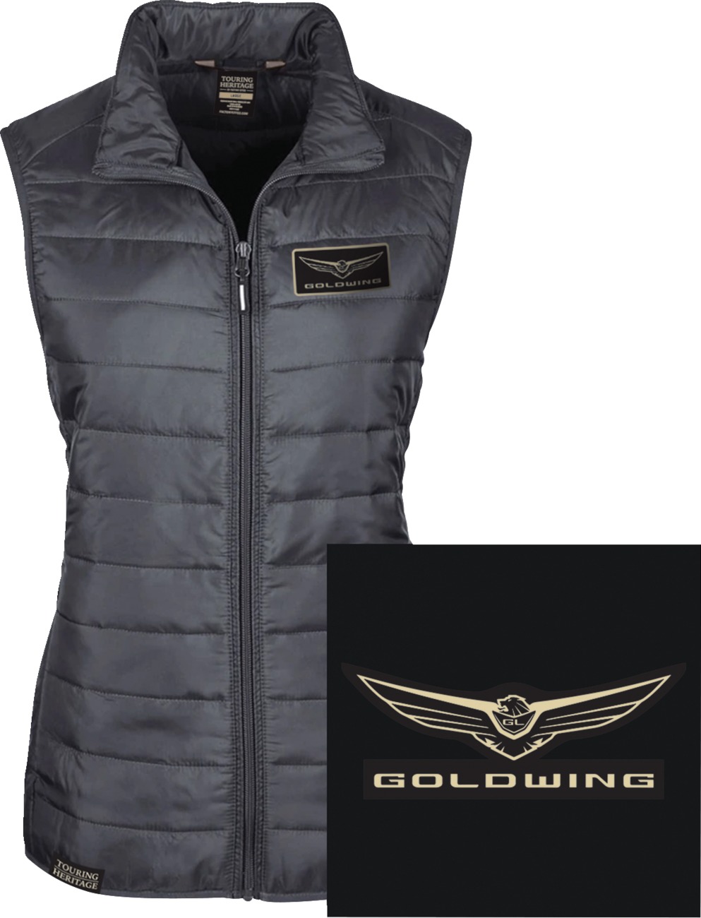 Women's Gold Wing Puffer Vest - Gw Puffer Vst Blk Wmd - Click Image to Close