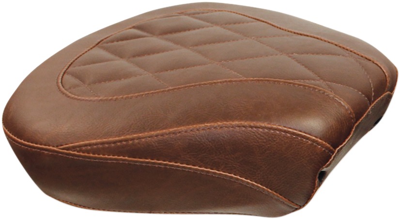 Tripper Diamond Synthetic Leather Wide Brown Pillion Pad - For 06-20 Harley FLH FLT - Click Image to Close