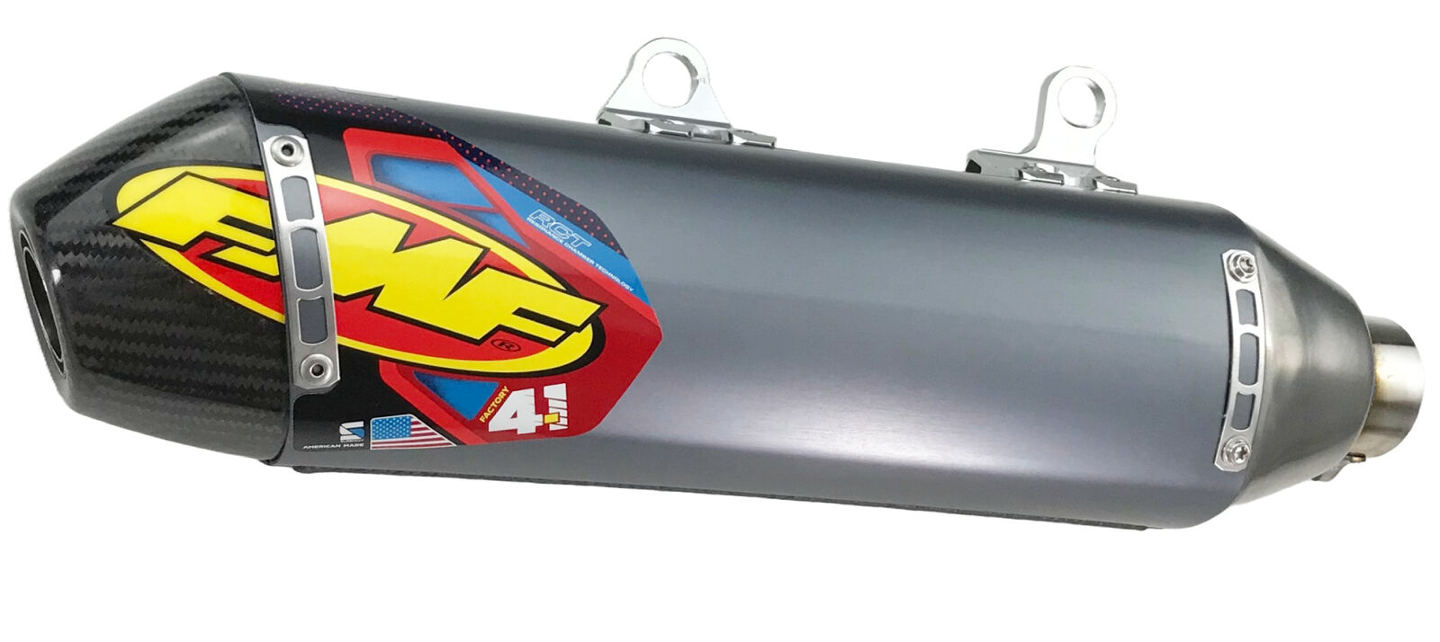 4.1 RCT Aluminum Slip On Exhaust w/ Carbon Cap - For 20-23 KTM, Husqvarna, Gas Gas 250/350/450/500 - Click Image to Close