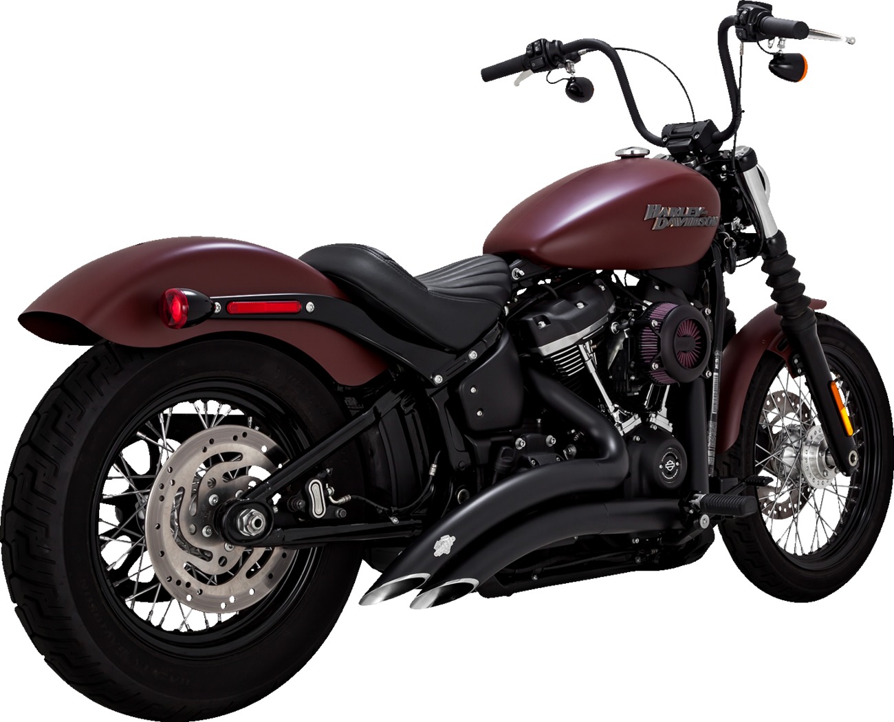 Vance & Hines HD Softail 18-22 St Bob Br 2-2 Black PCX Full System Exhaust - Click Image to Close