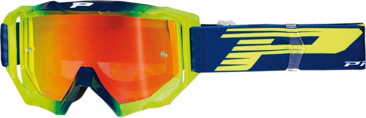 3200 Navy / Yellow Venom OTG Goggles - Orange Dual Mirrored Lens - Click Image to Close