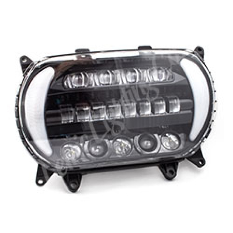 96-13 Early Road Glide LED Black/Chrome Headlight with Turn Signals - Click Image to Close