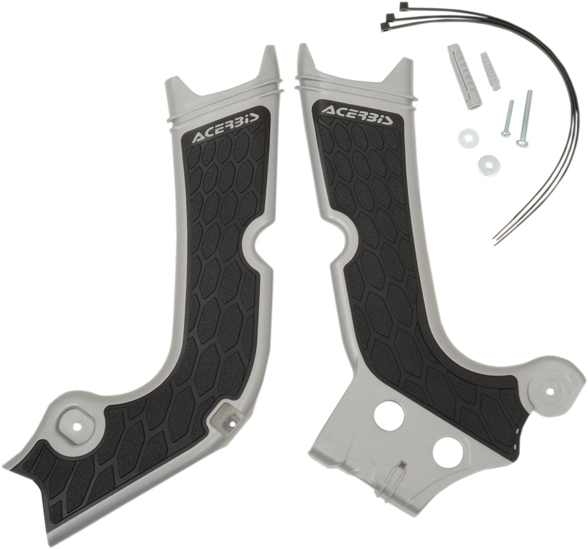 X-Grip Frame Guards Silver/Black - For 17-19 Honda CRF250R/RX CRF450R/RX - Click Image to Close