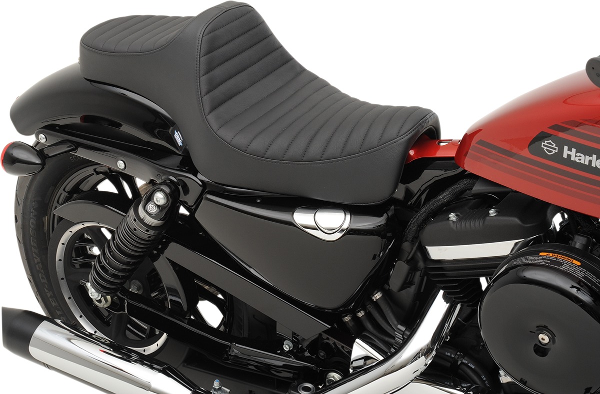 Predator Classic Stitch Vinyl 2-Up Seat - Black - For 04-20 Harley XL - Click Image to Close