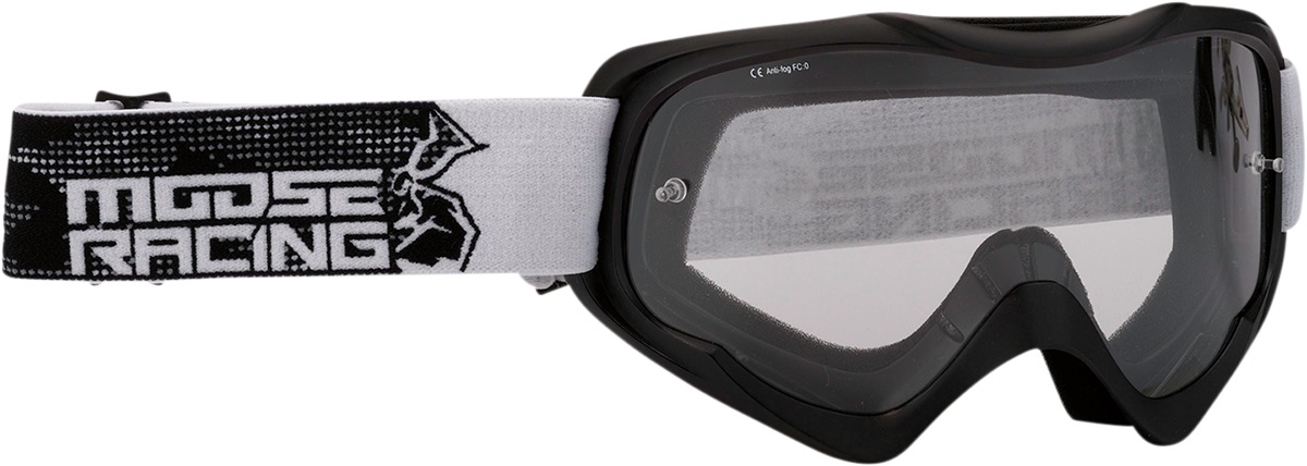 Qualifier Black / White / Stealth Agroid Goggles - Clear Lens - Click Image to Close