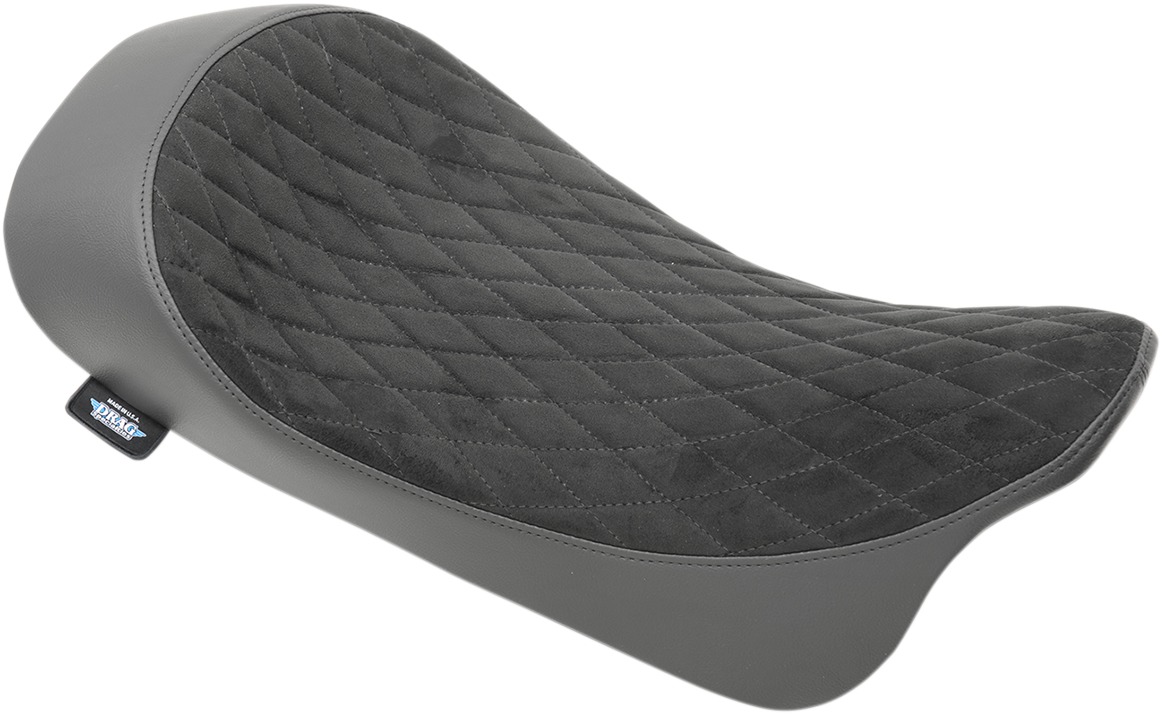 Low-Profile EZ-On Diamond F.Suede Solo Seat Backward - Harley FLH FLT - Click Image to Close