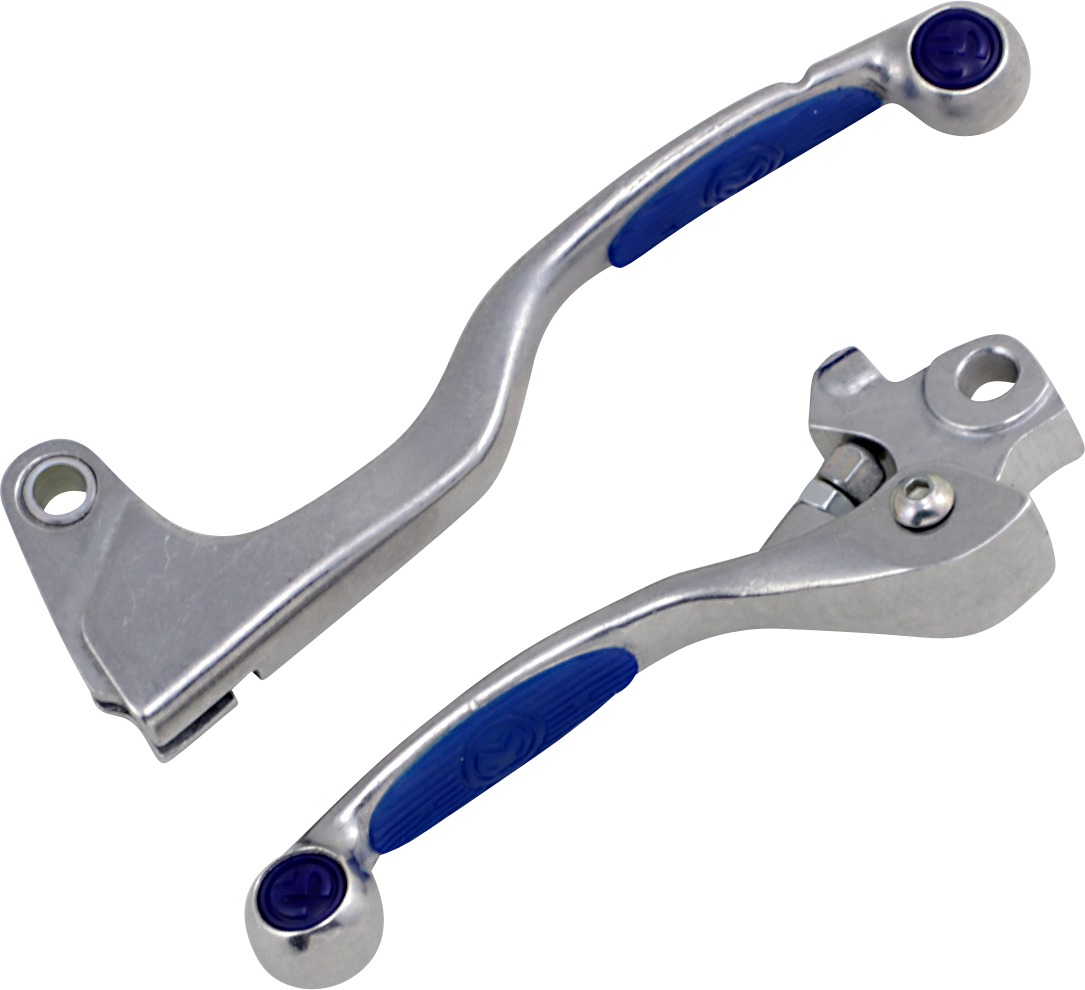 Natural & Blue Competition Brake & Clutch Lever Set - For 07-18 Kawasaki KX Yamaha YZ - Click Image to Close