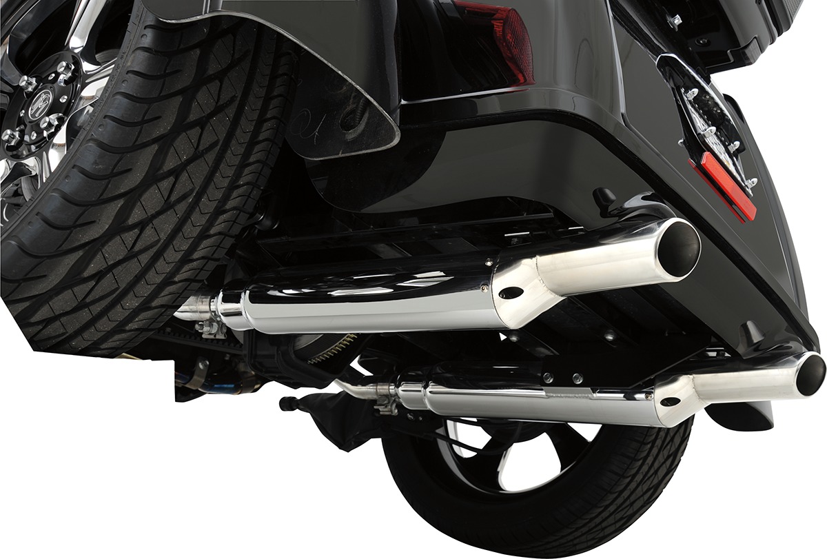 Deluxe Dual Chrome Slip On Exhaust - For 09-16 Harley Trike - Click Image to Close