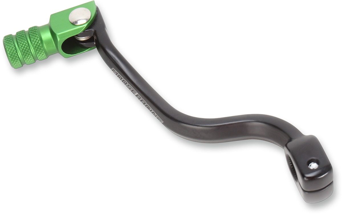 Anodized Forged Folding Shift Lever Black/Green - For 00-20 KX65 - Click Image to Close