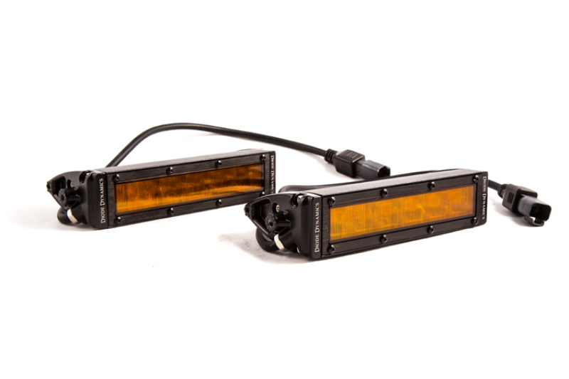 6 In LED Light Bar Single Row Straight SS6 - Amber Wide Light Bar (Pair) - Click Image to Close