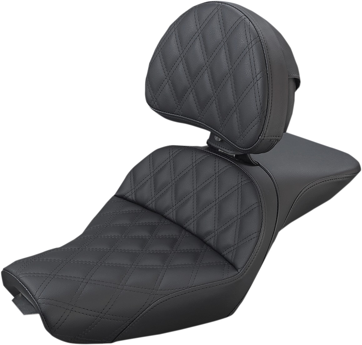 Explorer 2-Up Seat Black w/Backrest - For 04-20 Harley XLC - Click Image to Close