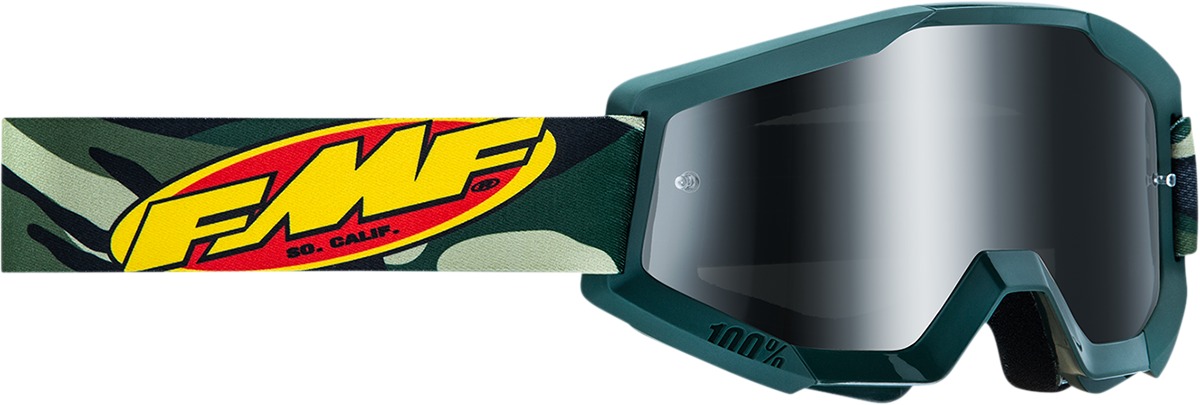 FMF PowerCore Assault Goggles Camo Mirror Silver Lens - Anti-fog goggles with silver mirror lens - Click Image to Close