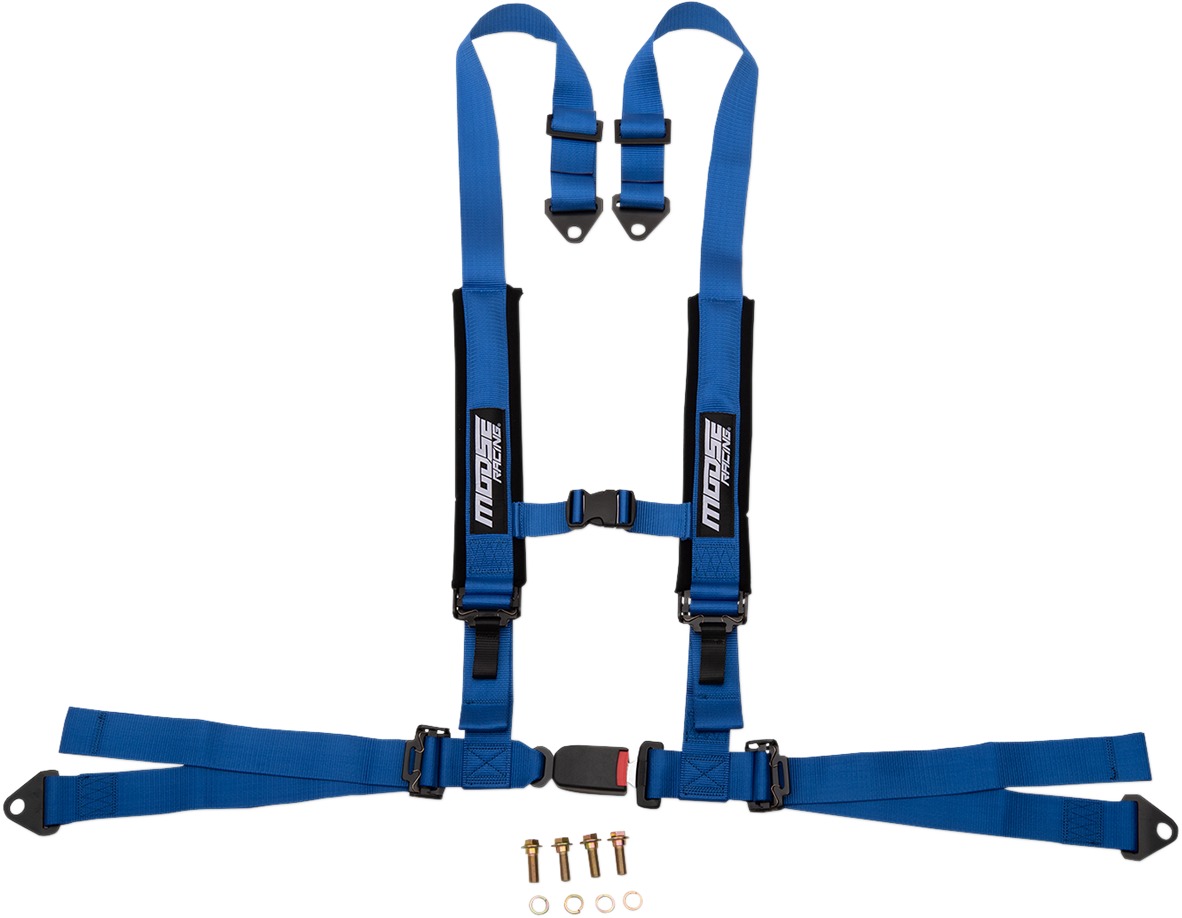 Auto Buckle 4 Point Seat Harness 2" 2x2 - Blue - Click Image to Close