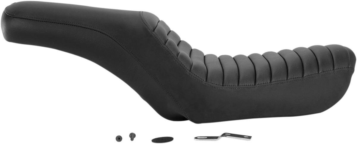 Profiler Tuck and Roll Leather 2-Up Seat Black Gel Lowest - For 04-05 FXDWG - Click Image to Close