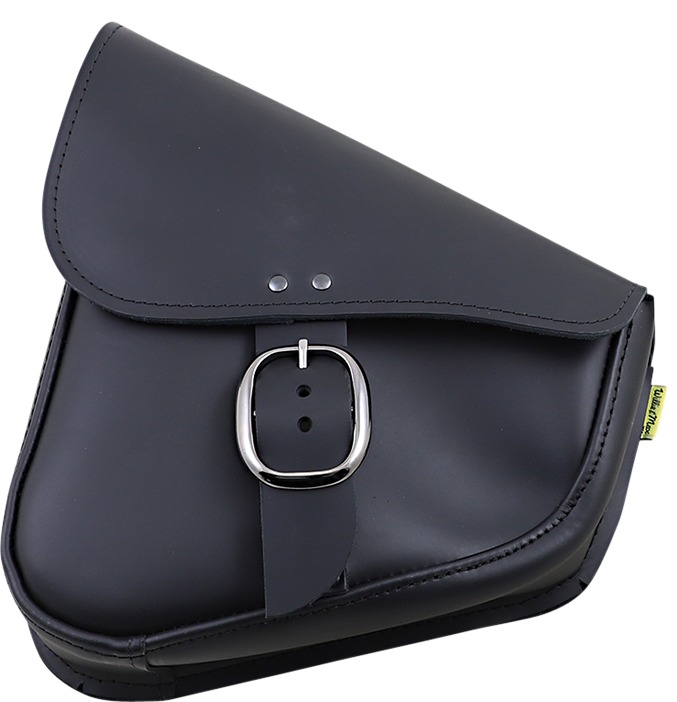 Black Leather Swingarm Bag with Black Chrome Buckle - Tri Swing Bag Black Chr Buckle - Click Image to Close