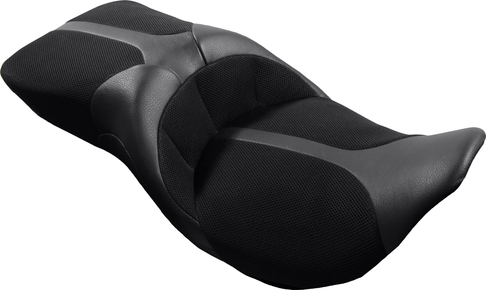 Touring IST Leather Spacer Mesh Air 2-Up Seat - For Harley FLH FLT - Click Image to Close