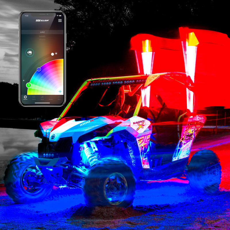 Advanced App Control LED Whip Light Kit for 4x4 Offroad UTV ATV 2x 48In 2nd Gen - Click Image to Close