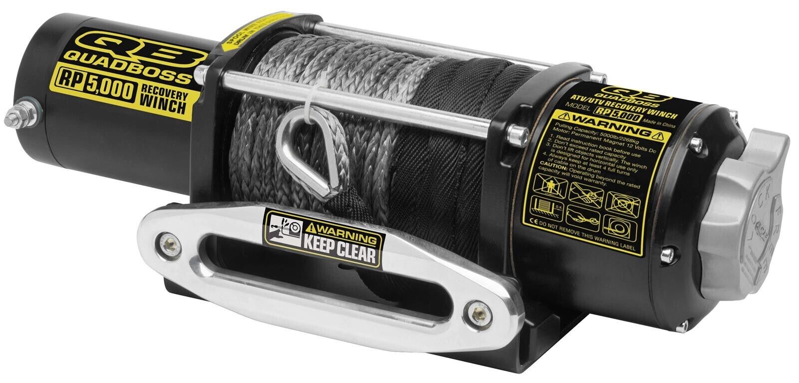 QuadBoss Winch 5000Lb W/ Synthetic Rope - Click Image to Close