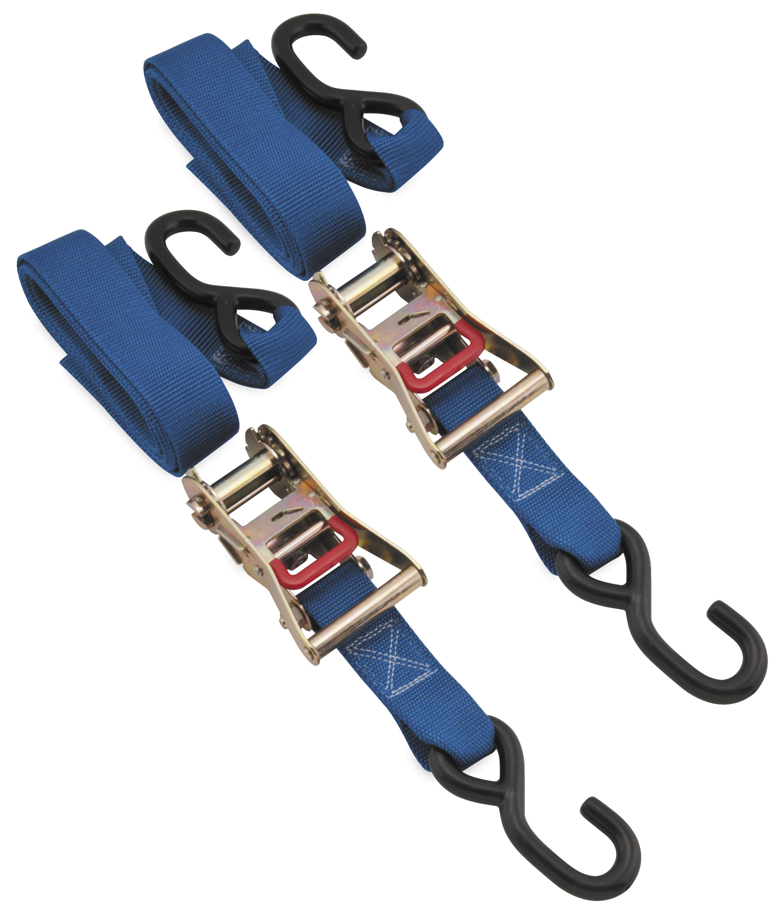 Ratchet Tie Downs - Pair - 1-1/2" x 84" Blue - Click Image to Close