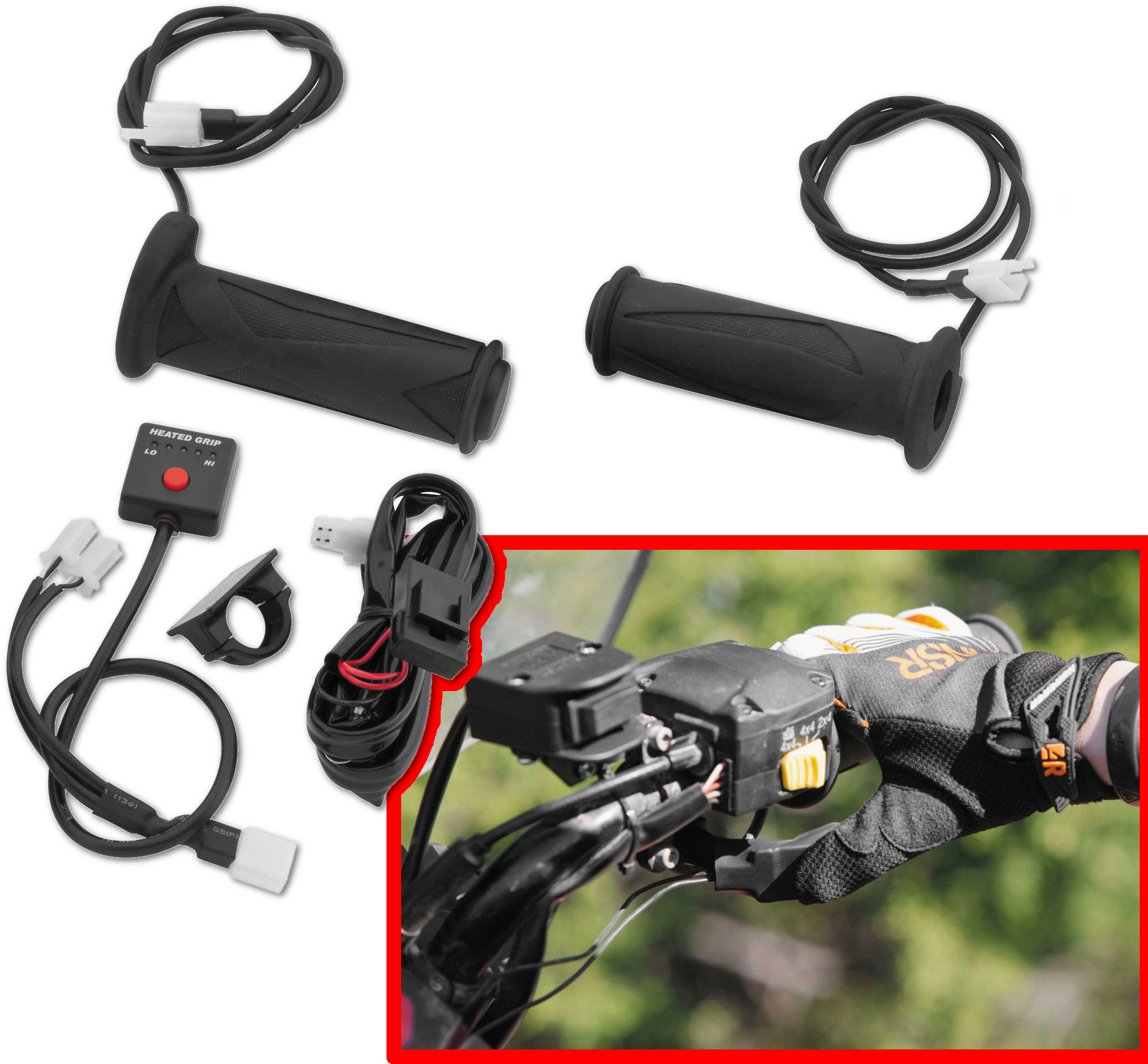 Heated Grips w/ Thumb Warmer - For ATV & Snow w/ 7/8 Bars & Thumb Throttle - Click Image to Close