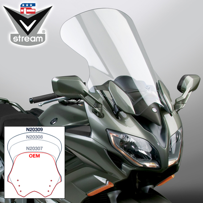 Vstream Touring Windscreen Clear - For 13-23 Yamaha FJR1300 - Click Image to Close