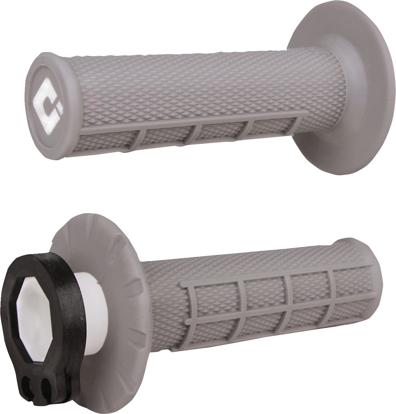 Soft Compound MX V2 Lock On MX Grips System - Half Waffle, Gray - Click Image to Close